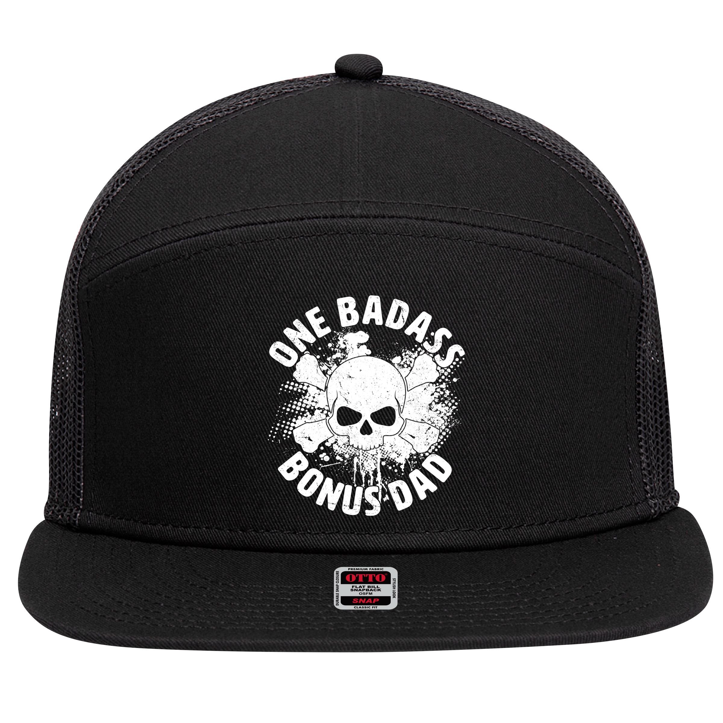 One Badass Bonus Dad 7 Panel Mesh Trucker Snapback Hat