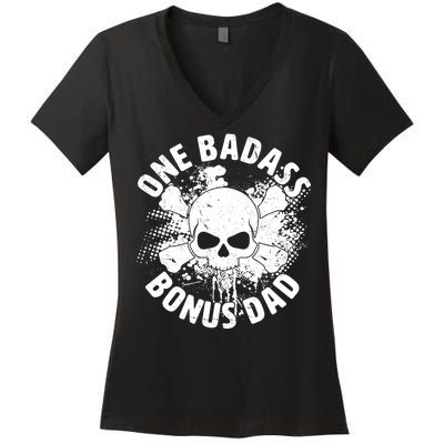 One Badass Bonus Dad Women's V-Neck T-Shirt