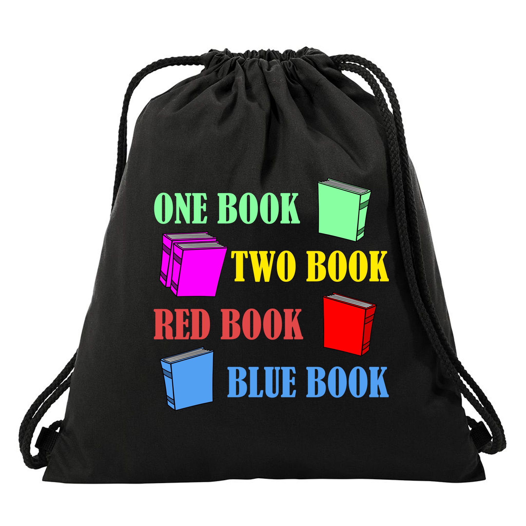 One Book Two Book Red Book Blue Book Drawstring Bag