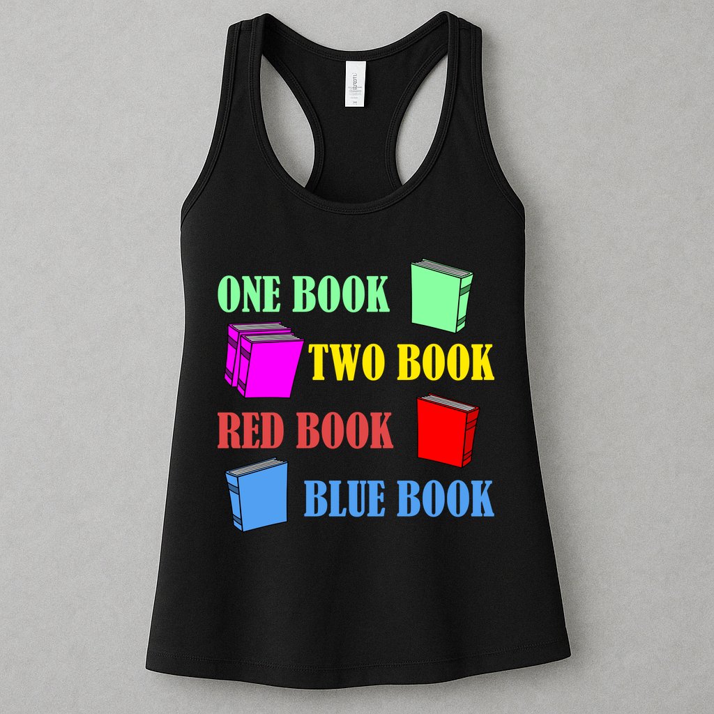 One Book Two Book Red Book Blue Book Womens Tank Top