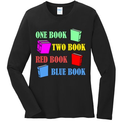 One Book Two Book Red Book Blue Book Ladies Long Sleeve Shirt