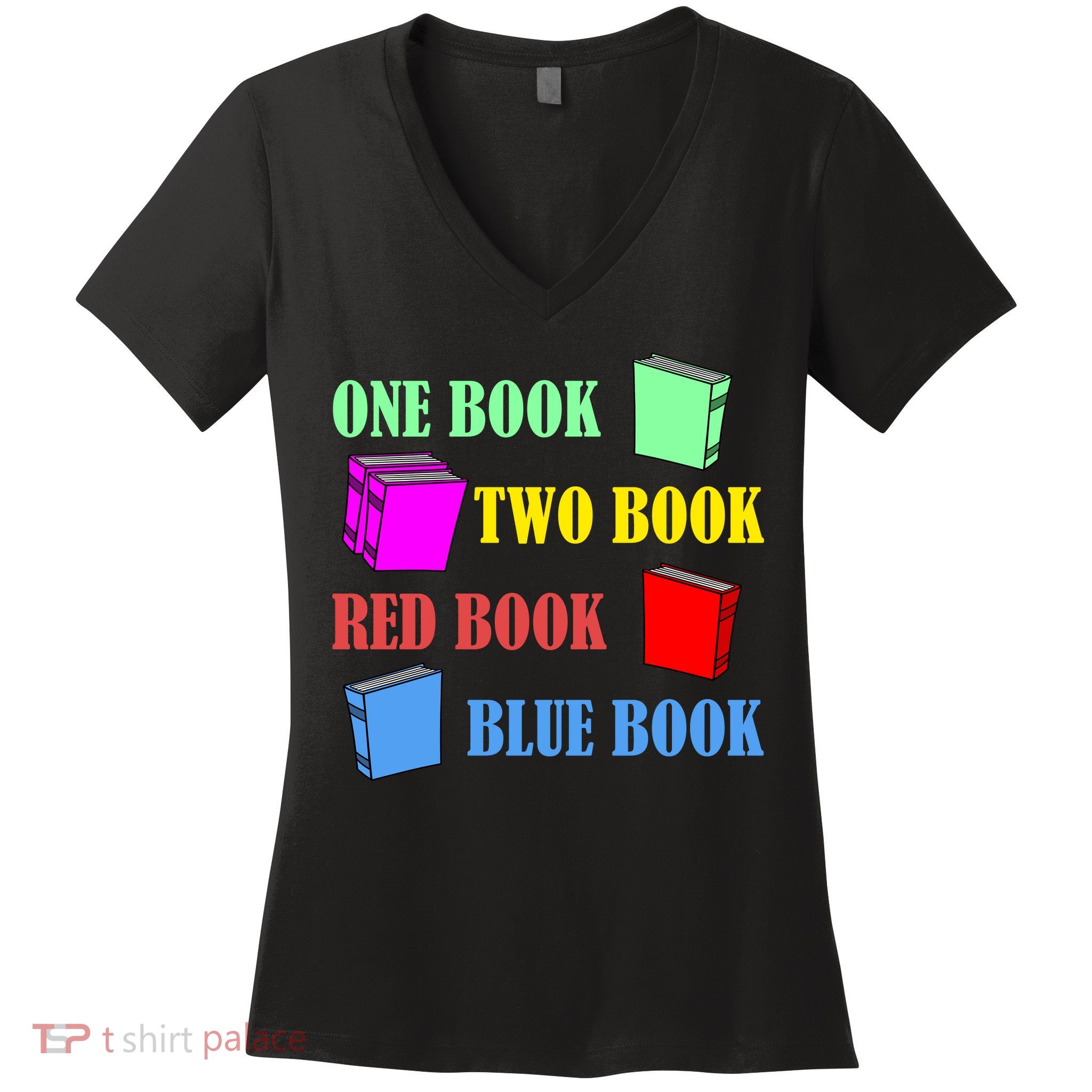 One Book Two Book Red Book Blue Book Women's V-Neck T-Shirt