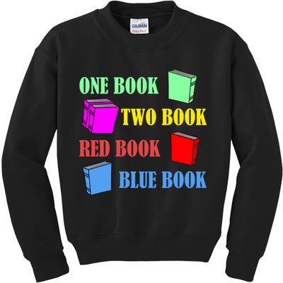 One Book Two Book Red Book Blue Book Kids Sweatshirt