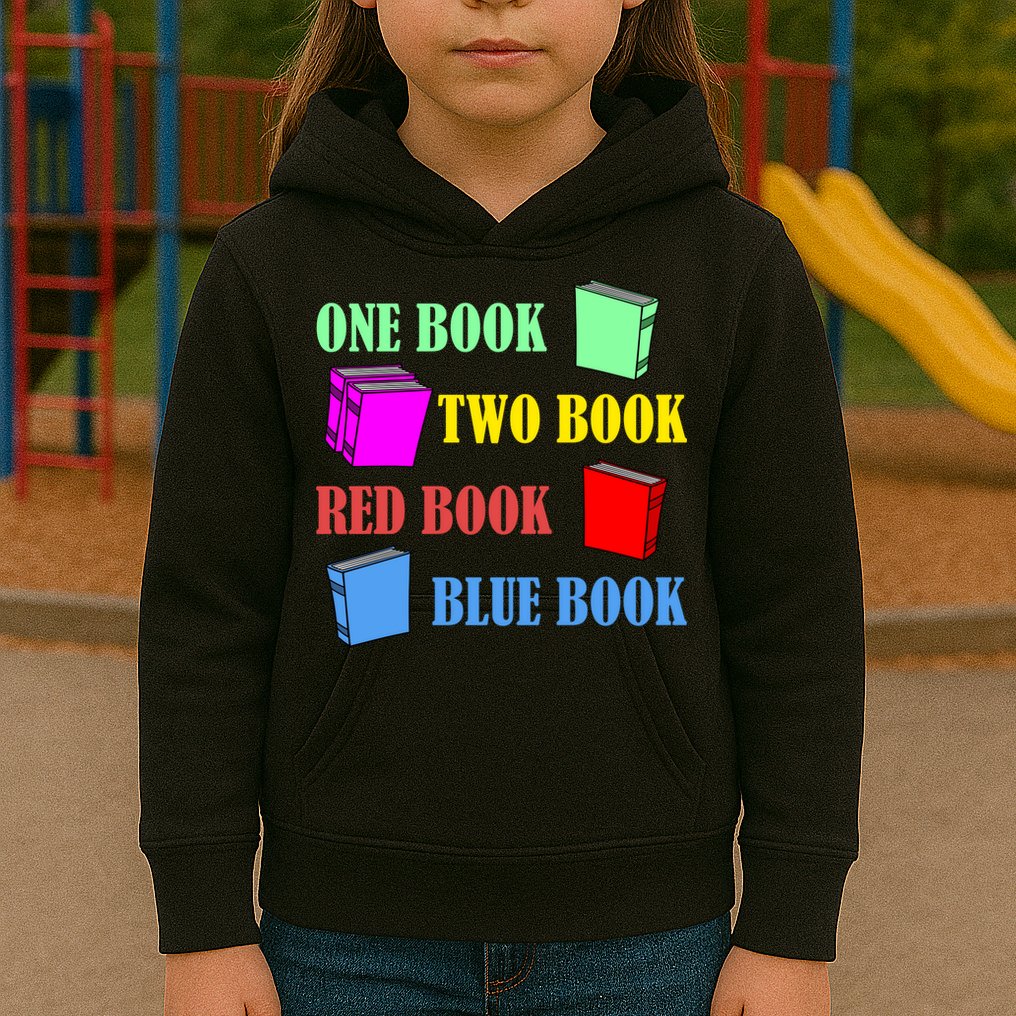 One Book Two Book Red Book Blue Book Kids Hoodie