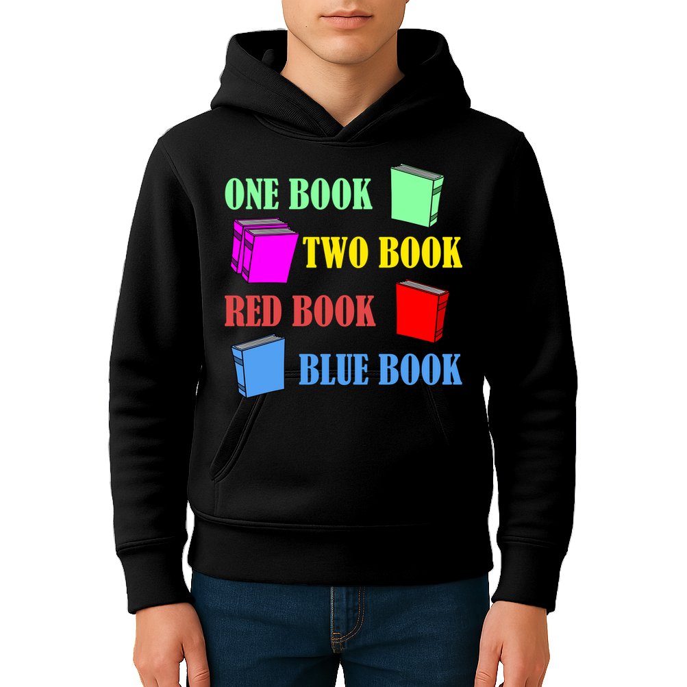 One Book Two Book Red Book Blue Book Kids Hoodie