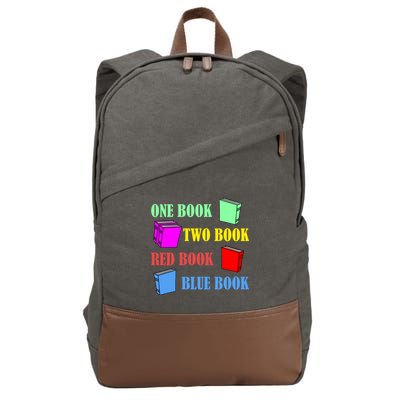 One Book Two Book Red Book Blue Book Cotton Canvas Backpack