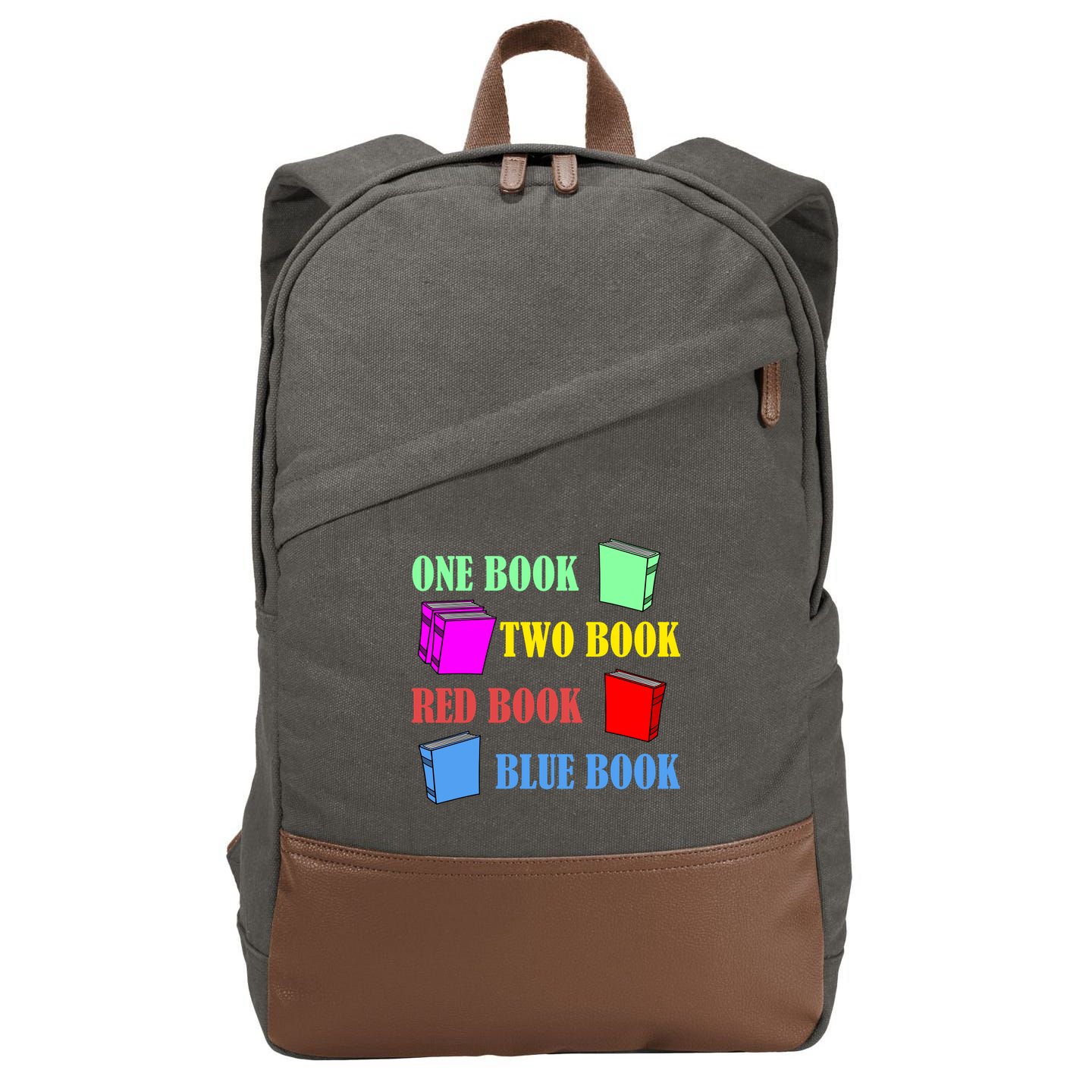 One Book Two Book Red Book Blue Book Cotton Canvas Backpack