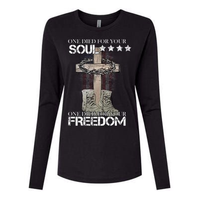 One Died For Your Soul And Freedom Womens Cotton Relaxed Long Sleeve T-Shirt