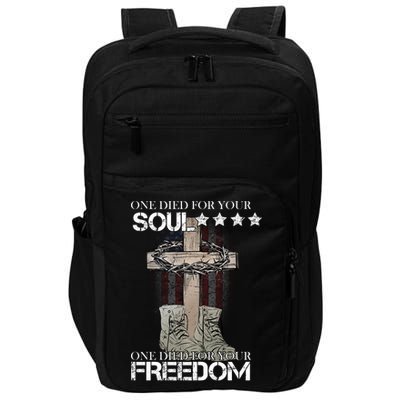 One Died For Your Soul And Freedom Impact Tech Backpack