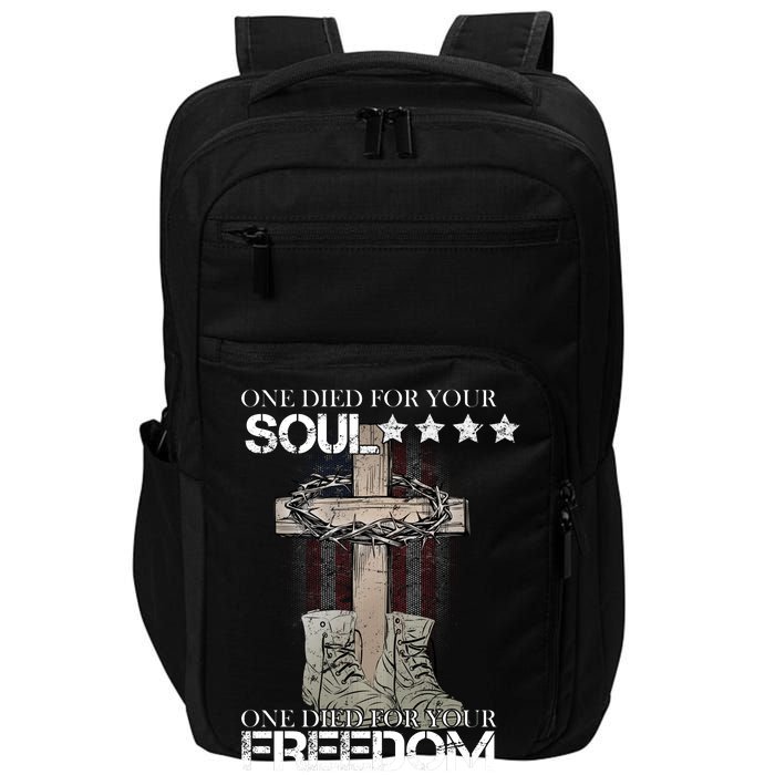 One Died For Your Soul And Freedom Impact Tech Backpack