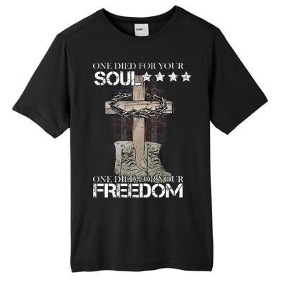 One Died For Your Soul And Freedom Tall Fusion ChromaSoft Performance T-Shirt