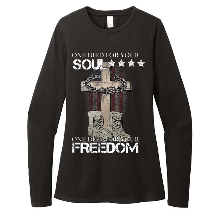 One Died For Your Soul And Freedom Womens CVC Long Sleeve Shirt