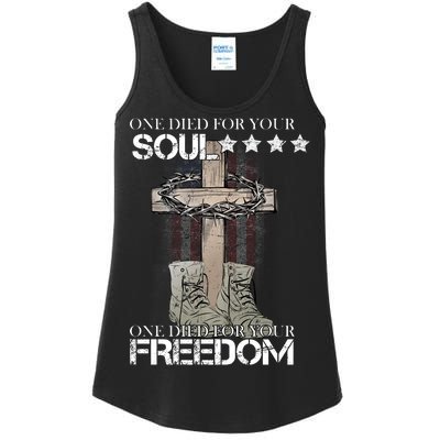 One Died For Your Soul And Freedom Ladies Essential Tank