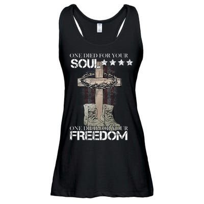 One Died For Your Soul And Freedom Ladies Essential Flowy Tank