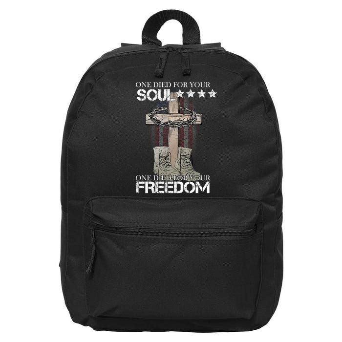 One Died For Your Soul And Freedom 16 in Basic Backpack