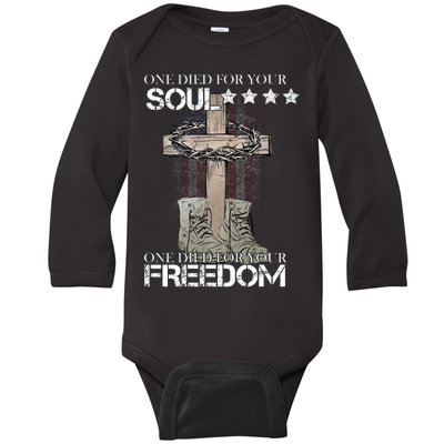 One Died For Your Soul And Freedom Baby Long Sleeve Bodysuit