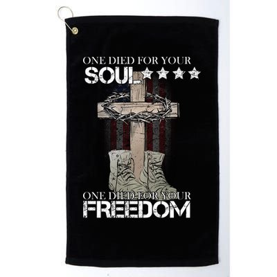 One Died For Your Soul And Freedom Golf Towel