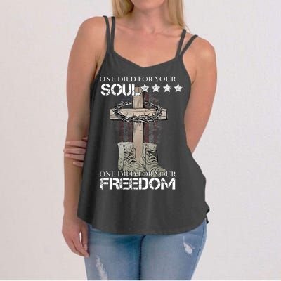 One Died For Your Soul And Freedom Women's Strappy Tank