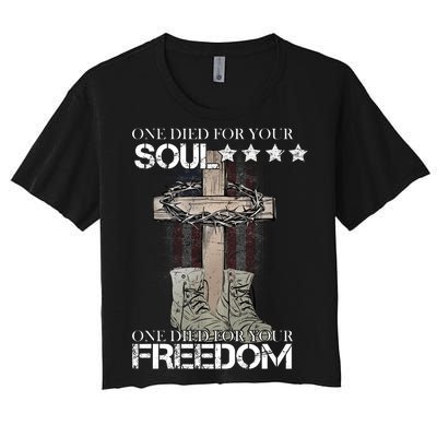 One Died For Your Soul And Freedom Women's Crop Top Tee