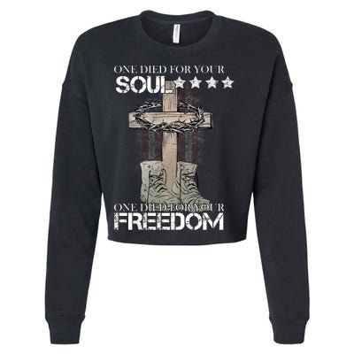 One Died For Your Soul And Freedom Cropped Pullover Crew