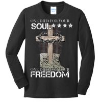 One Died For Your Soul And Freedom Kids Long Sleeve Shirt