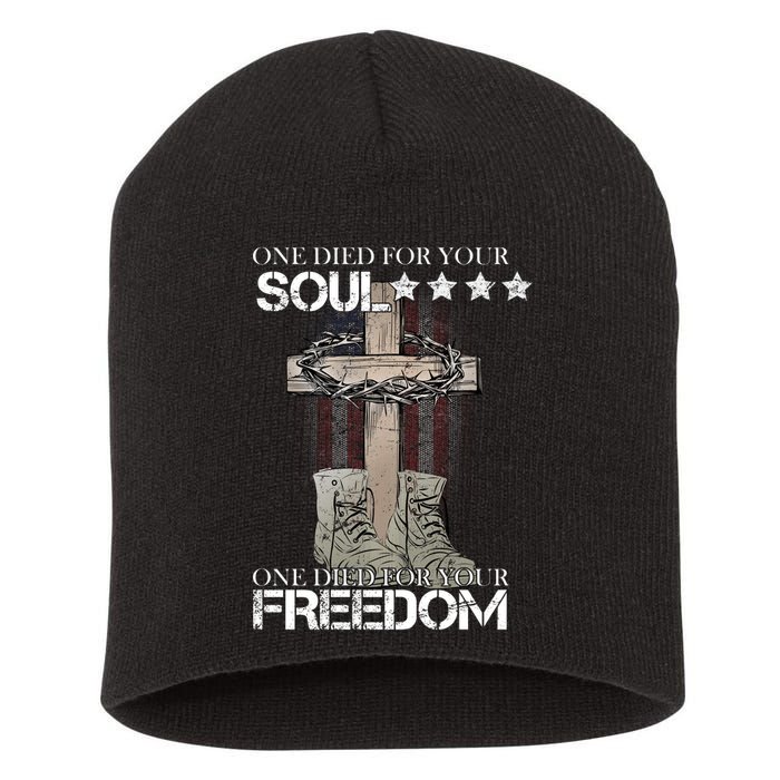 One Died For Your Soul And Freedom Short Acrylic Beanie