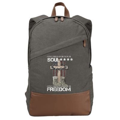 One Died For Your Soul And Freedom Cotton Canvas Backpack