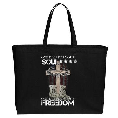 One Died For Your Soul And Freedom Cotton Canvas Jumbo Tote