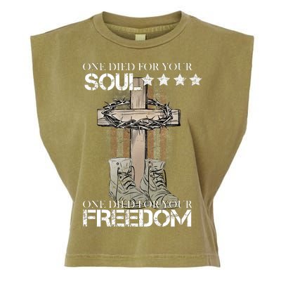 One Died For Your Soul And Freedom Garment-Dyed Women's Muscle Tee