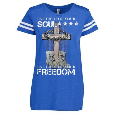 One Died For Your Soul And Freedom Enza Ladies Jersey Football T-Shirt