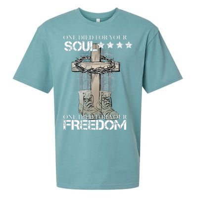 One Died For Your Soul And Freedom Sueded Cloud Jersey T-Shirt