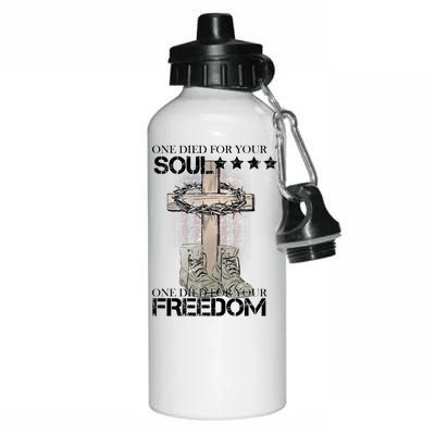 One Died For Your Soul And Freedom Aluminum Water Bottle