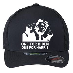 One For Biden One For Harris Pro Trump Flexfit Unipanel Trucker Cap