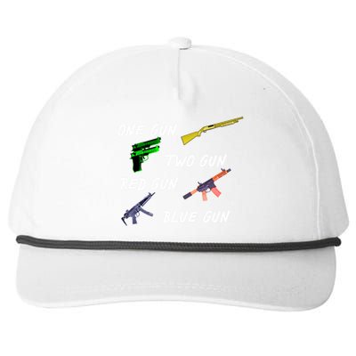 One Gun Two Gun Red Gun Blue Gun Snapback Five-Panel Rope Hat