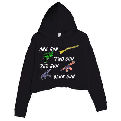 One Gun Two Gun Red Gun Blue Gun Crop Fleece Hoodie