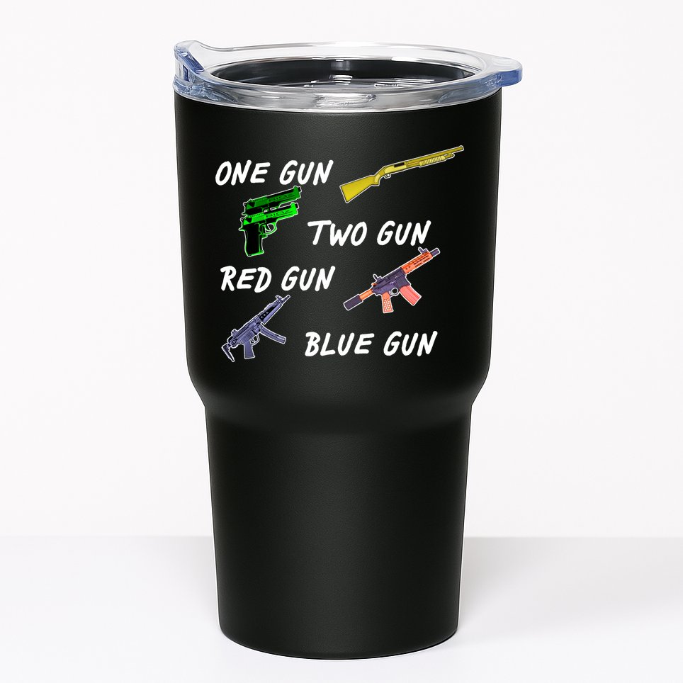 One Gun Two Gun Red Gun Blue Gun Tumbler
