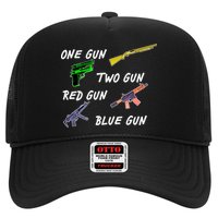 One Gun Two Gun Red Gun Blue Gun Trucker Hat