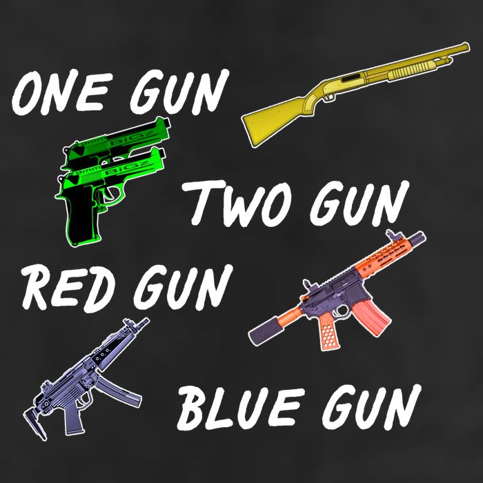 One Gun Two Gun Red Gun Blue Gun Trucker Hat