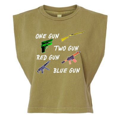 One Gun Two Gun Red Gun Blue Gun Garment-Dyed Women's Muscle Tee