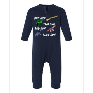 One Gun Two Gun Red Gun Blue Gun Infant Fleece One Piece