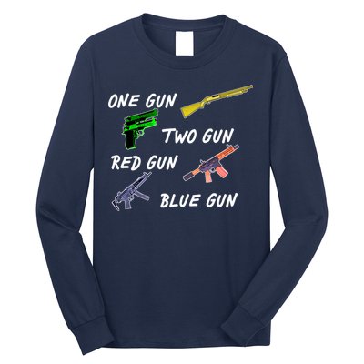 One Gun Two Gun Red Gun Blue Gun Long Sleeve Shirt
