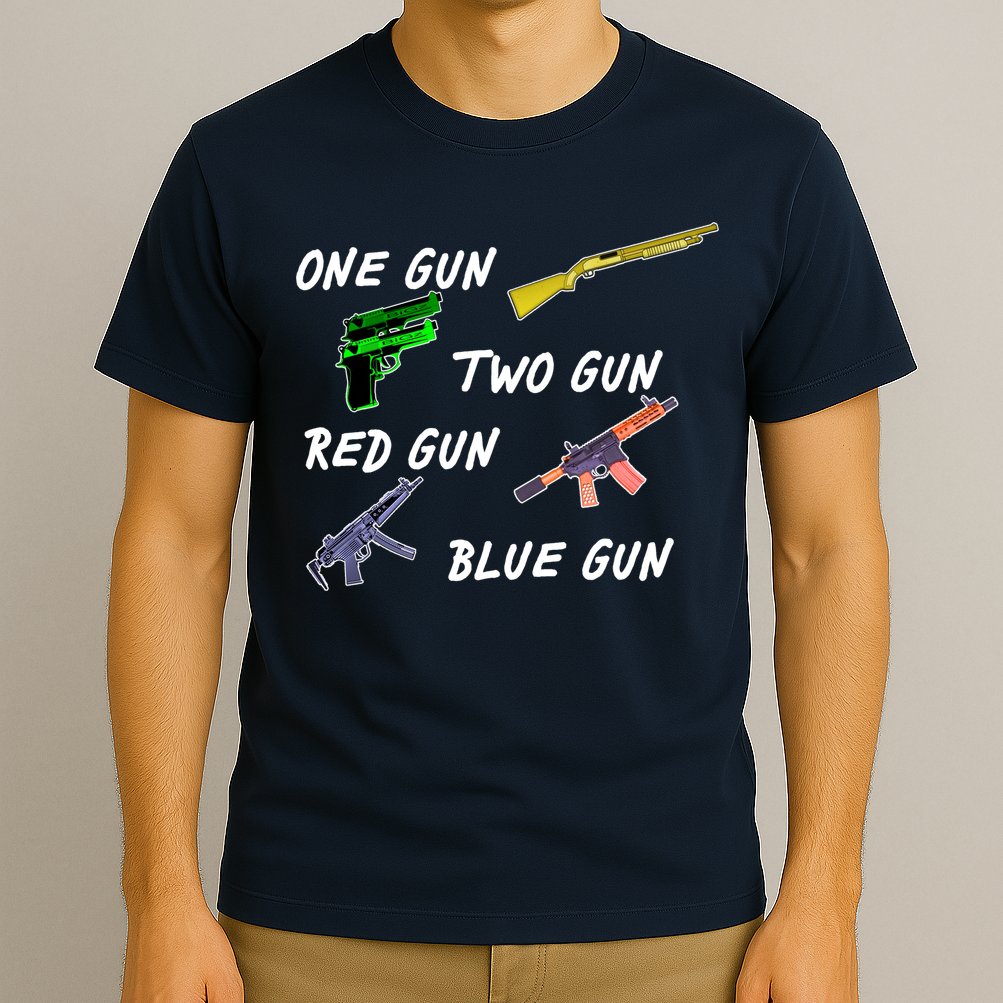 One Gun Two Gun Red Gun Blue Gun T-Shirt