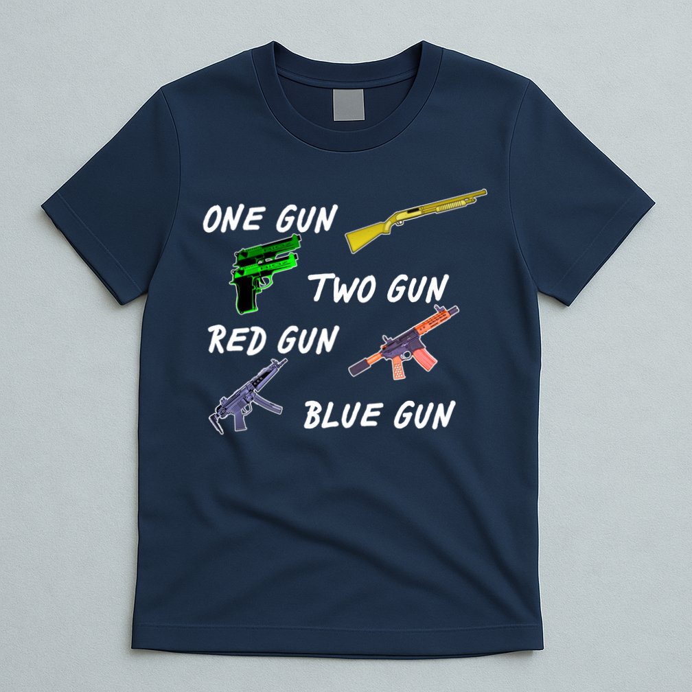 One Gun Two Gun Red Gun Blue Gun T-Shirt