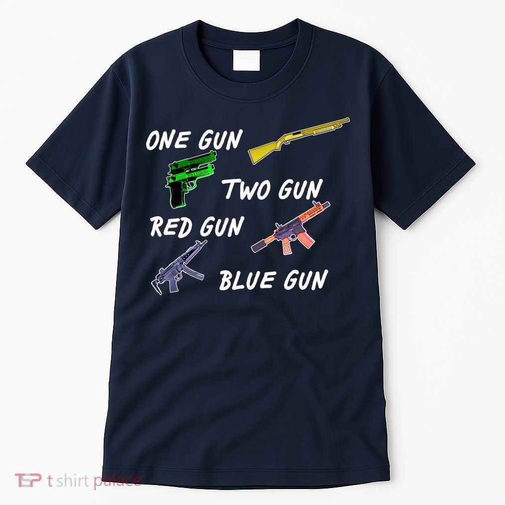 One Gun Two Gun Red Gun Blue Gun Tall T-Shirt