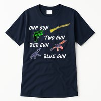 One Gun Two Gun Red Gun Blue Gun Tall T-Shirt