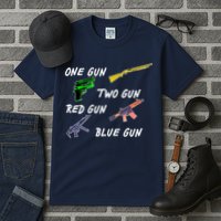 One Gun Two Gun Red Gun Blue Gun Tall T-Shirt