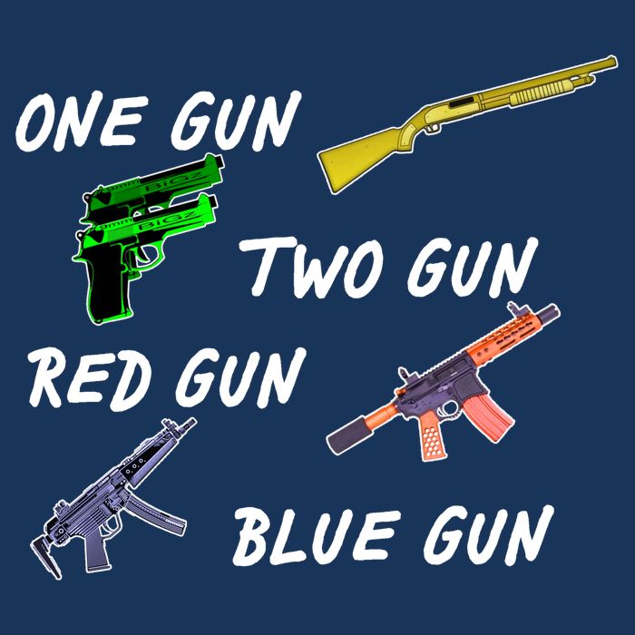 One Gun Two Gun Red Gun Blue Gun Tall T-Shirt