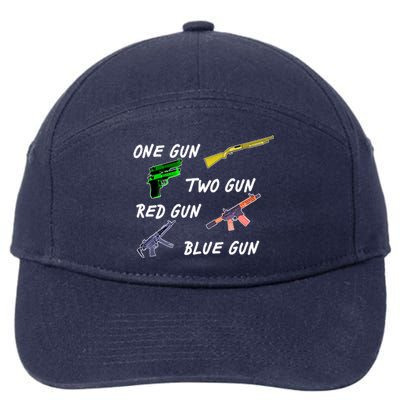 One Gun Two Gun Red Gun Blue Gun 7-Panel Snapback Hat