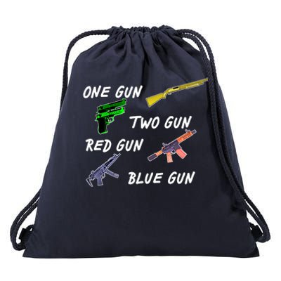 One Gun Two Gun Red Gun Blue Gun Drawstring Bag