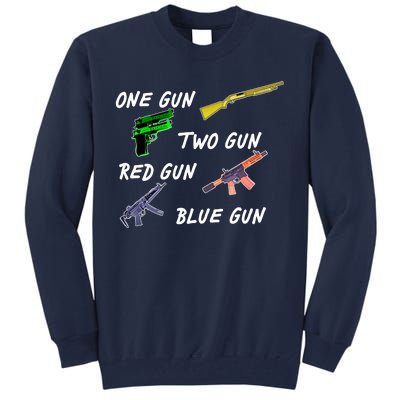 One Gun Two Gun Red Gun Blue Gun Tall Sweatshirt